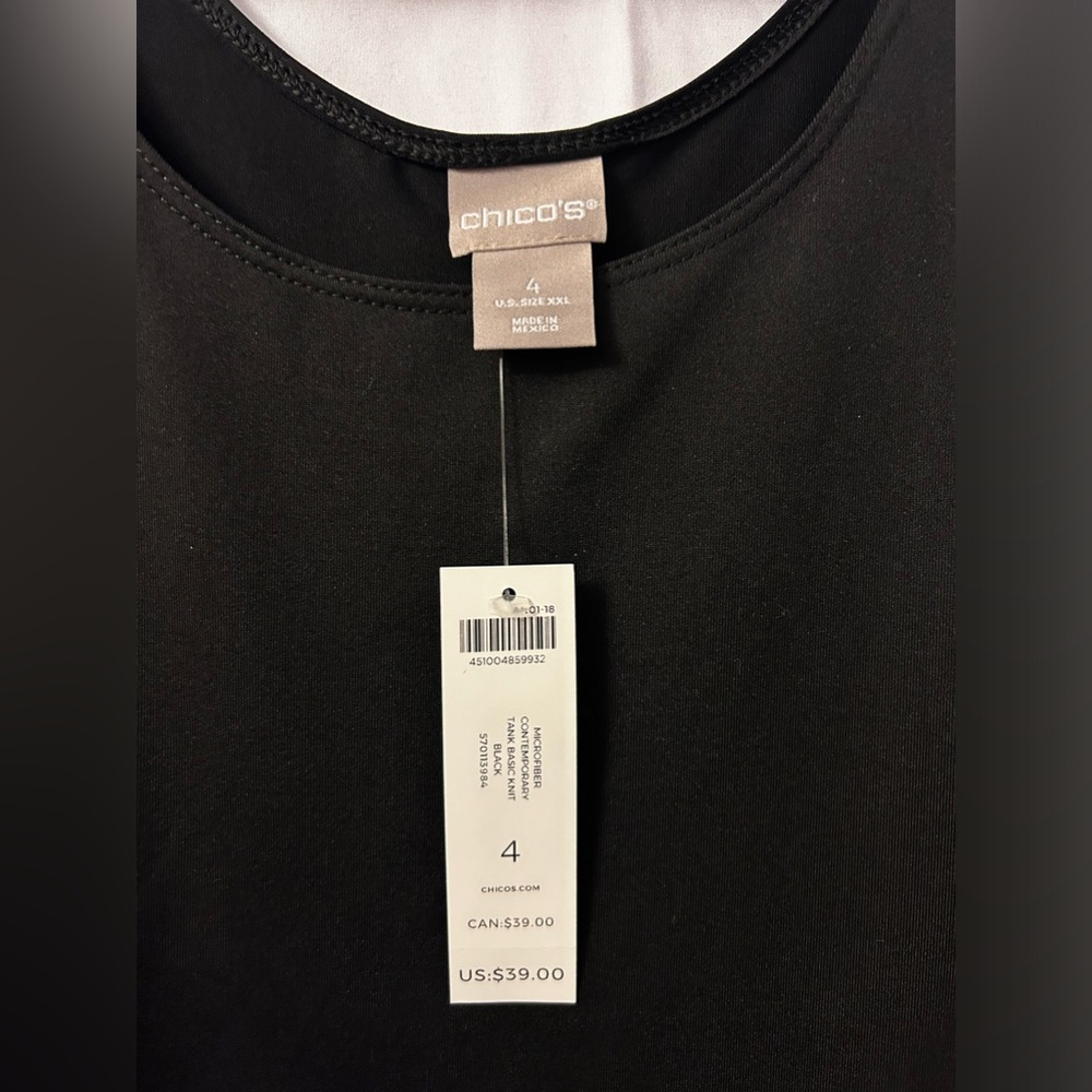 NWT Chico’s Size 4 black tank camisole. - Picture 2 of 3
